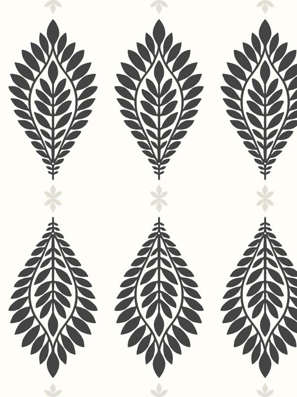 Mirasol Palm Frond wallpaper in ebony and eggshell color - pattern number LN10600 - by Seabrook in the Lillian August Luxe Retreat collection