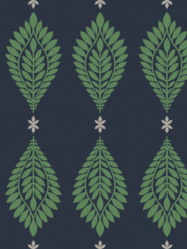 Mirasol Palm Frond wallpaper in midnight blue and spearmint color - pattern number LN10612 - by Seabrook in the Lillian August Luxe Retreat collection