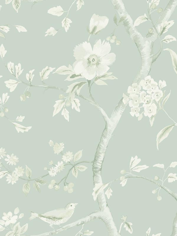 Southport Floral Trail wallpaper in sea glass and ivory color - pattern number LN11104 - by Seabrook in the Lillian August Luxe Retreat collection