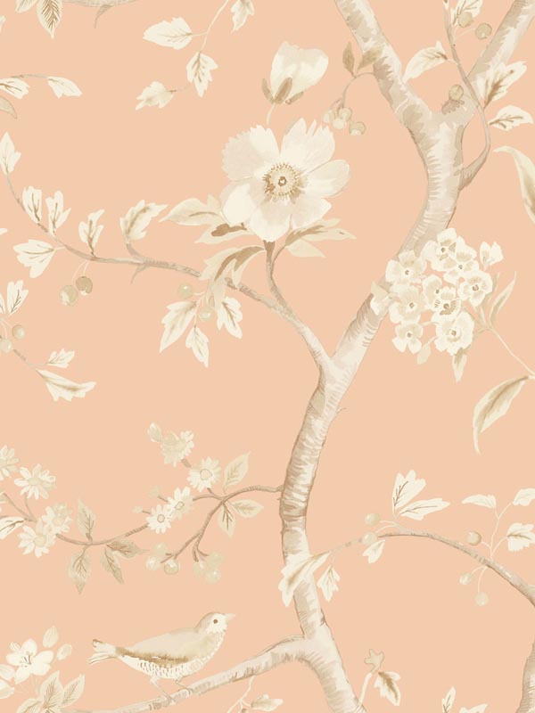 Southport Floral Trail wallpaper in soft melon and arrowroot color - pattern number LN11111 - by Seabrook in the Lillian August Luxe Retreat collection