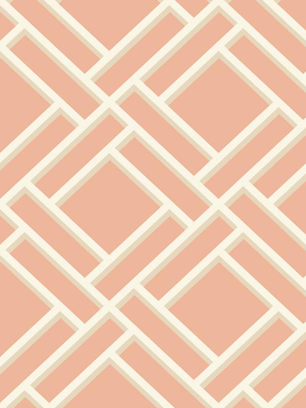 Block Trellis wallpaper in melon and arrowroot color - pattern number LN11501 - by Seabrook in the Lillian August Luxe Retreat collection