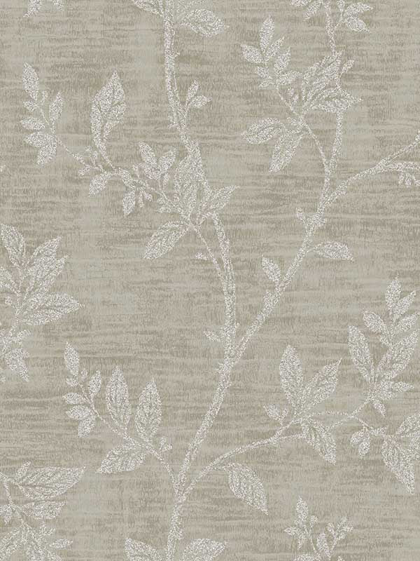 Leaf Trail wallpaper in metallic taupe and glass beads color - pattern number 2231118 - by Seabrook in the Essential Textures by Etten Gallerie collection