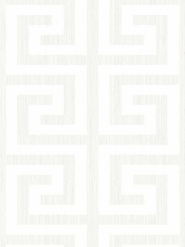 Greek Key fabric in metallic pearl and ivory color - pattern number 2232000 - by Seabrook in the Essential Textures by Etten Gallerie collection