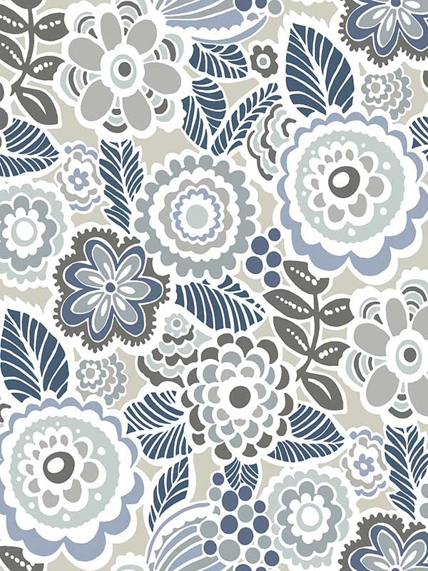 Lucy Floral wallpaper in grey color - pattern number 2903-25864 - by A Street Prints in the Bluebell collection