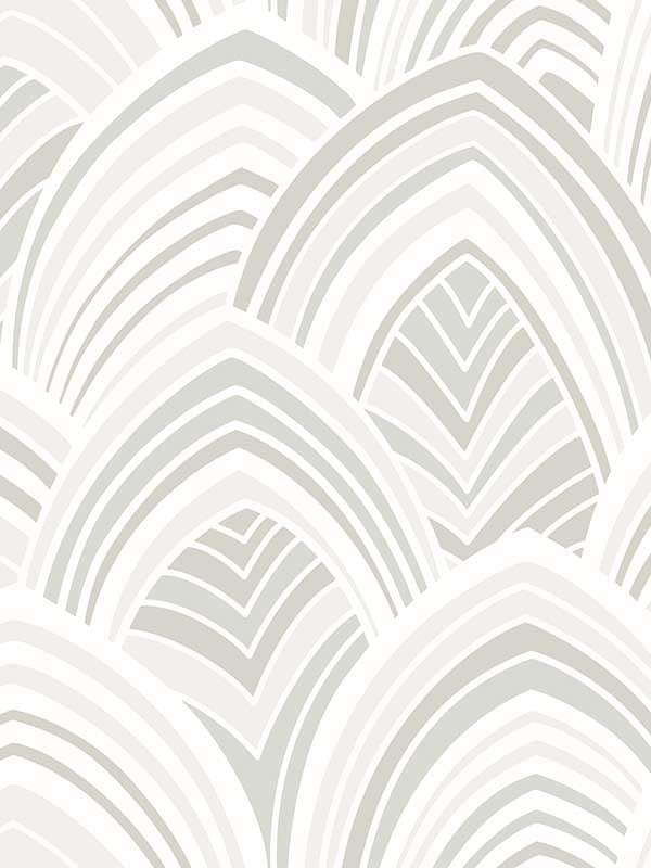Cabarita Art Deco Flocked Leaves wallpaper in white color - pattern number 2969-87352 - by A Street Prints in the Pacifica collection
