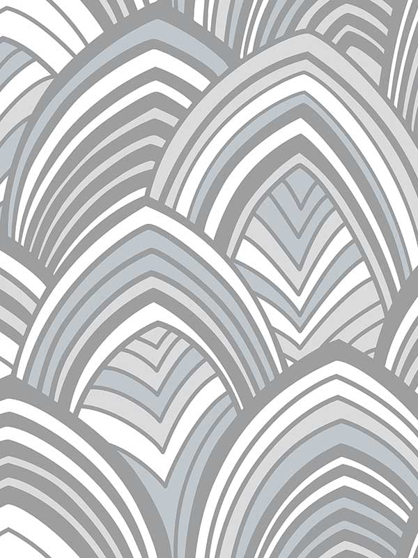 Cabarita Art Deco Flocked Leaves wallpaper in grey color - pattern number 2969-87353 - by A Street Prints in the Pacifica collection