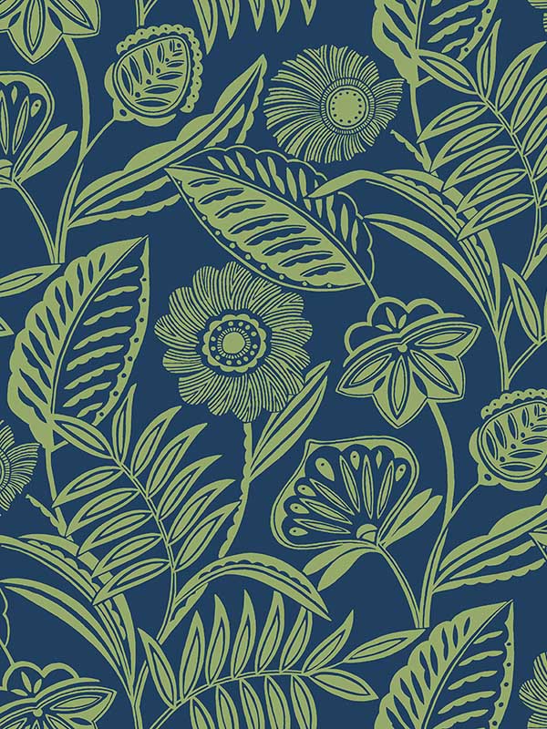 Alma Tropical Floral wallpaper in blue color - pattern number 2969-87527 - by A Street Prints in the Pacifica collection