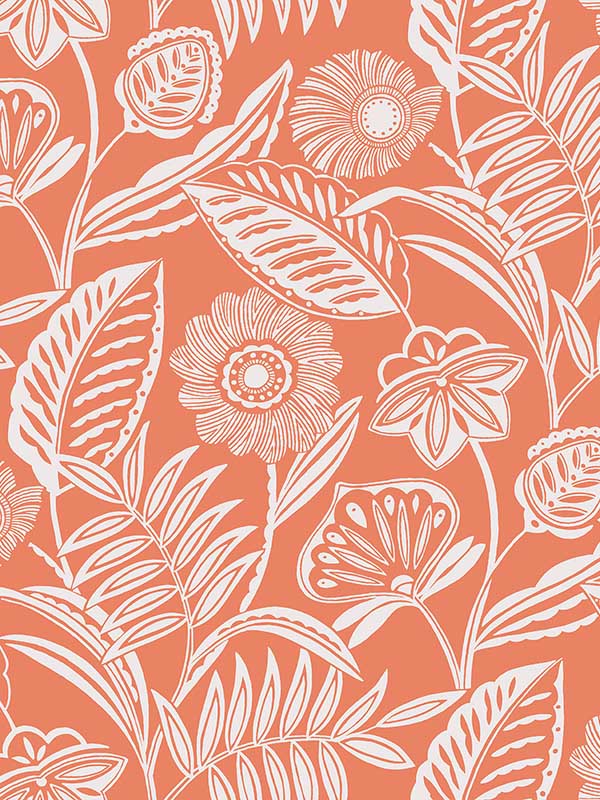 Alma Tropical Floral wallpaper in coral color - pattern number 2969-87528 - by A Street Prints in the Pacifica collection