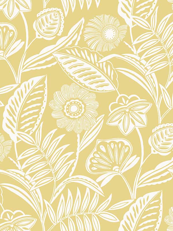 Alma Tropical Floral wallpaper in yellow color - pattern number 2969-87529 - by A Street Prints in the Pacifica collection