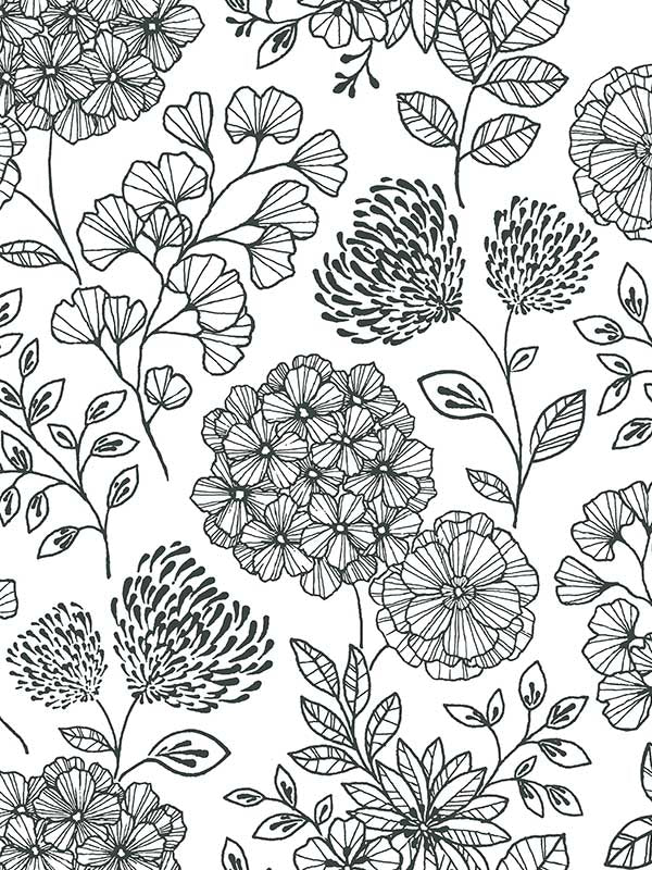 Ada Floral fabric in black color - pattern number 2975-26203 - by A Street Prints in the Scott Living Second Edition collection