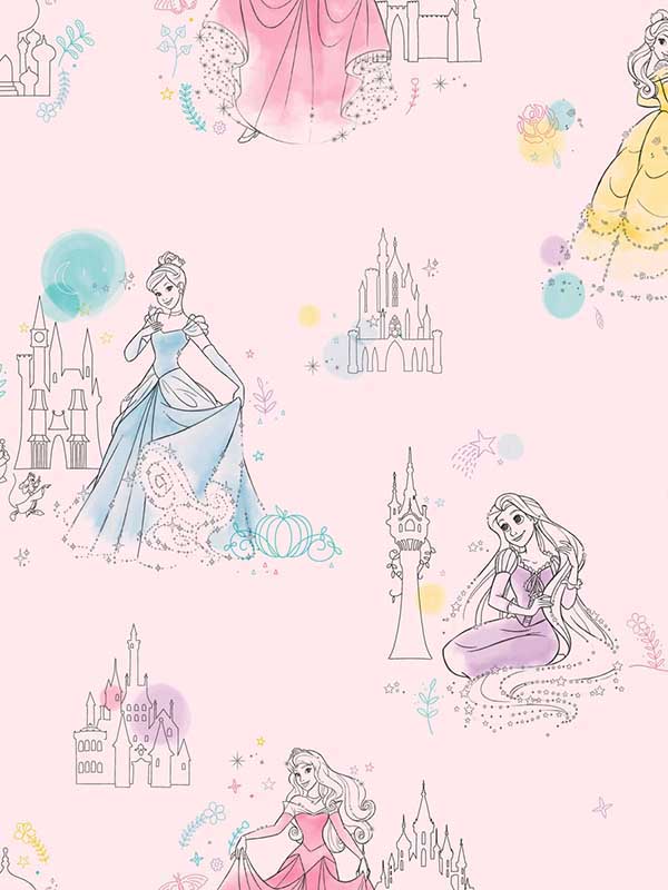 Disney Princess Pretty Elegant fabric in pink color - pattern number DI0969 - by York in the Disney Kids Vol 4 collection