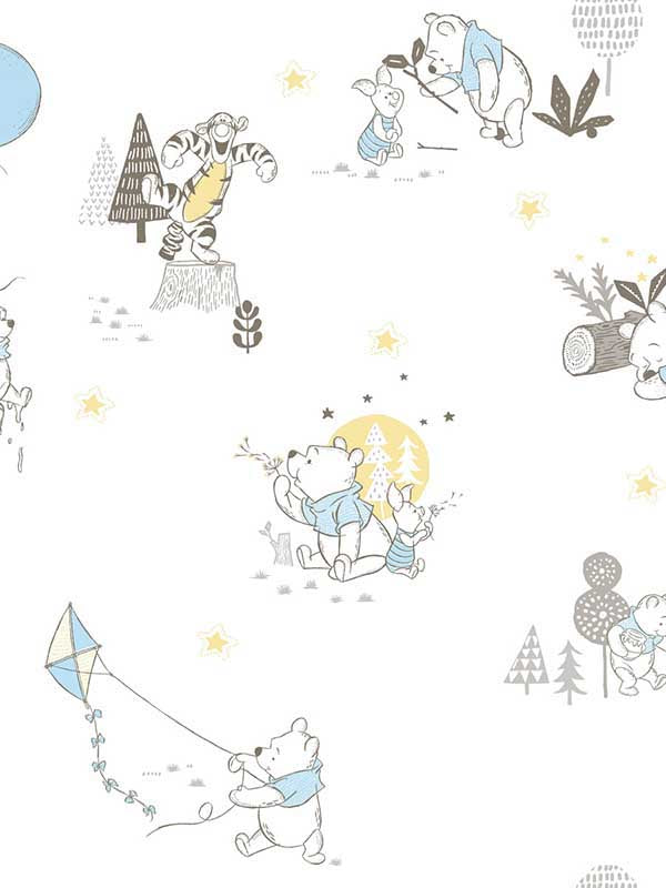 Disney Winnie the Pooh Playmates fabric in yellow color - pattern number DI0982 - by York in the Disney Kids Vol 4 collection
