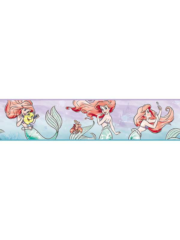 Disney The Little Mermaid Ariel and Friends fabric in purple and red color - pattern number DI1016BD - by York in the Disney Kids Vol 4 collection