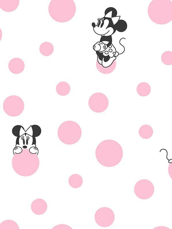 Minnie Dots wallpaper in pink color - pattern number DI1027 - by York in the Disney Kids Vol 4 collection