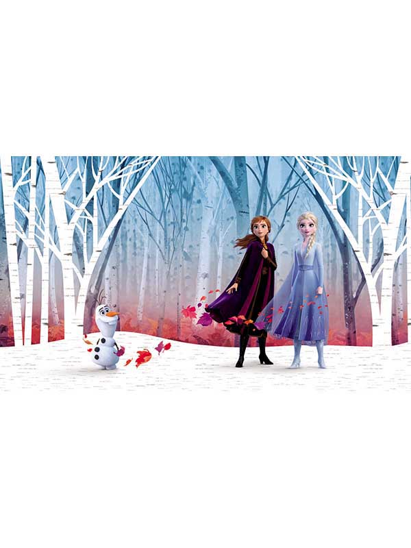 Frozen Woodland Tree Peel and Stick 7 Panel mural in blue color - pattern number RMK11415M - by York in the Disney Kids Vol 4 collection