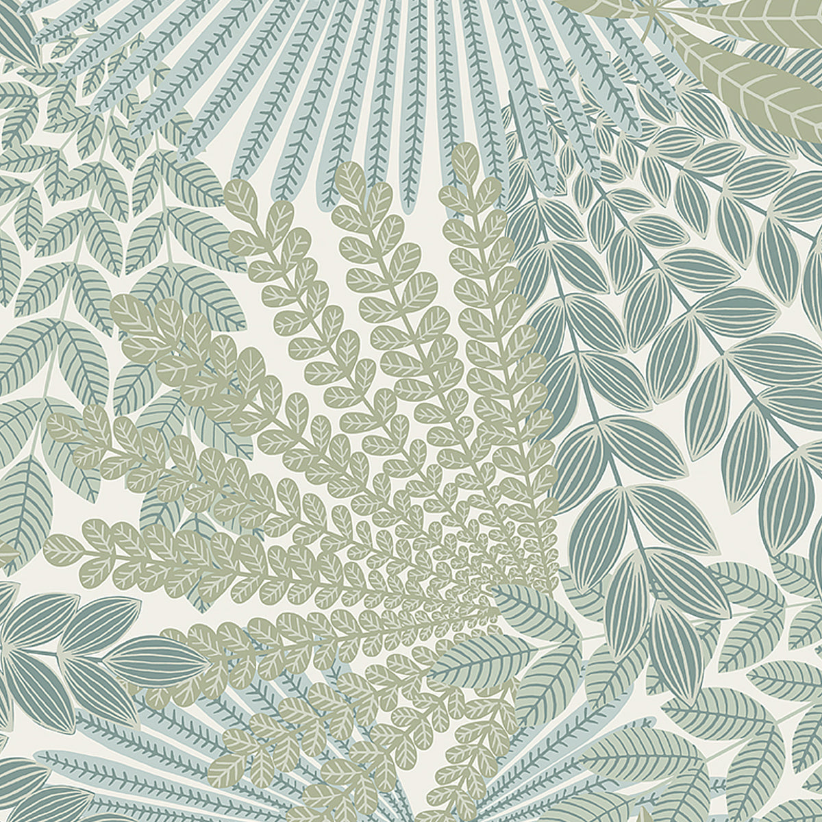 Velvet Leaves wallpaper in ivory and sage color - pattern number 2262 - by Schumacher in the Borastapeter collection