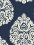 Teardrop Damask fabric in navy color - pattern number KT2143 - by Ronald Redding in the 24 Karat collection