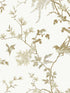 Bird and Blossom Chinoserie fabric in white and gold color - pattern number KT2174 - by Ronald Redding in the 24 Karat collection