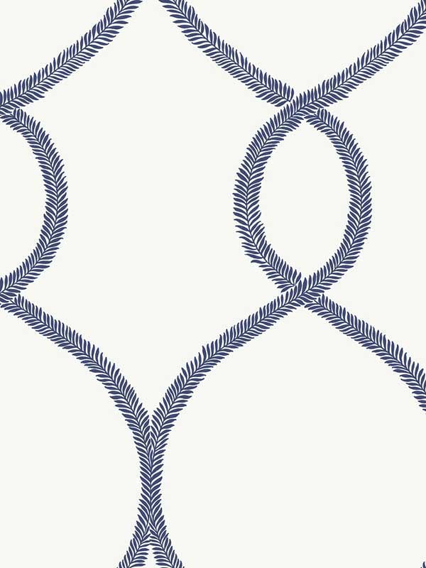 Laurel Leaf Ogee wallpaper in navy color - pattern number KT2232 - by Ronald Redding in the 24 Karat collection