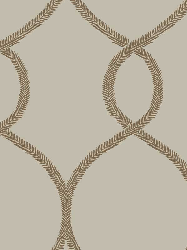 Laurel Leaf Ogee wallpaper in brown color - pattern number KT2237 - by Ronald Redding in the 24 Karat collection