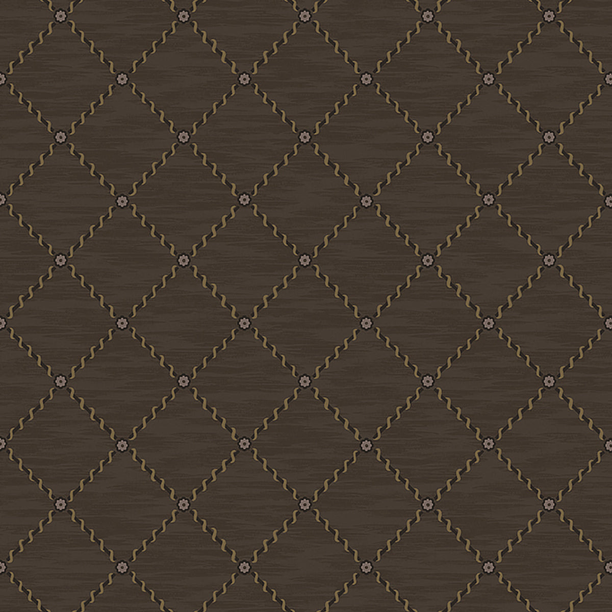 Golden Trellis wallpaper in brown and gold color - pattern number 2264 - by Schumacher in the Borastapeter collection