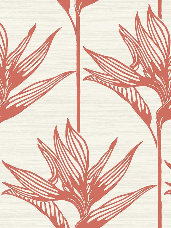 Bird of Paradise wallpaper in coral color - pattern number TC2676 - by York in the Tropics Resource Library collection