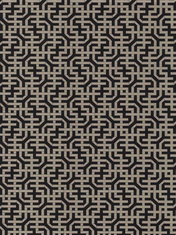Dynastic Lattice fabric in black color - pattern number 5801 - by Ronald Redding in the Traveler collection