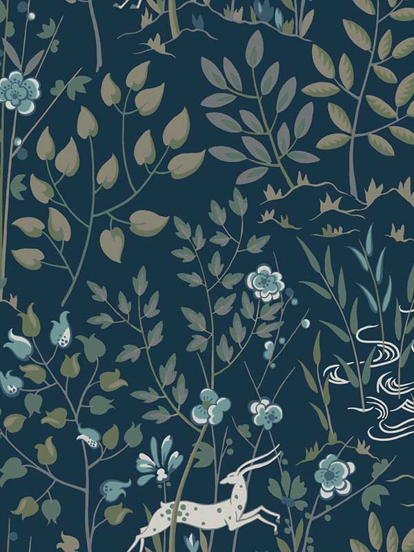 Aspen wallpaper in dark blue color - pattern number HO2128 - by Ronald Redding in the Traveler collection
