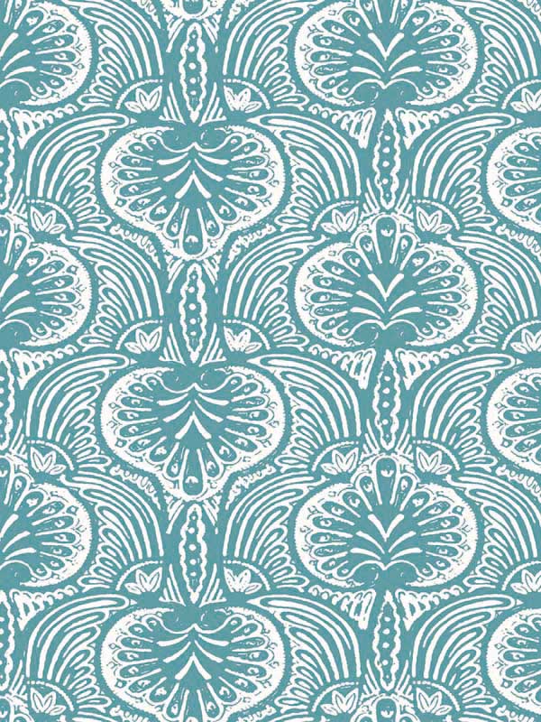 Lotus Palm wallpaper in aqua color - pattern number HO2151 - by Ronald Redding in the Traveler collection