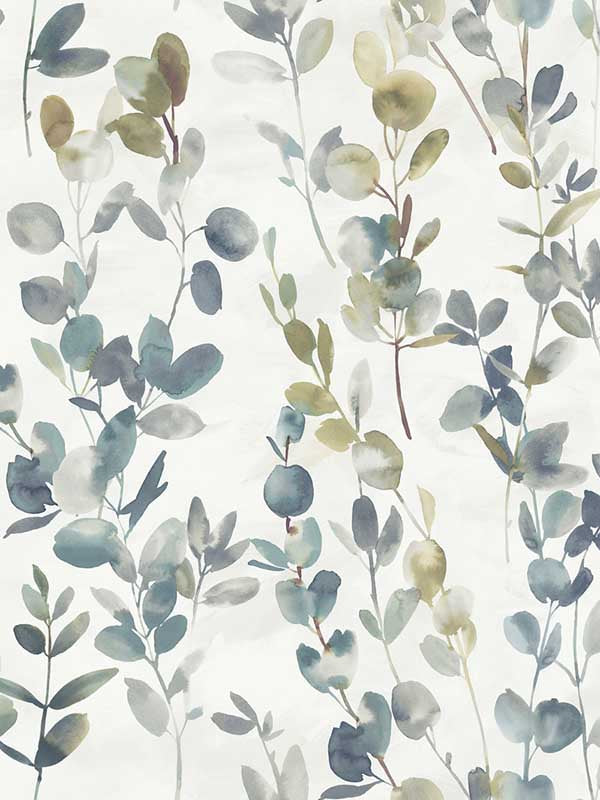 Joyful Eucalyptus wallpaper in turquoise color - pattern number OS4313 - by Candice Olson in the Modern Nature Second Edition collection
