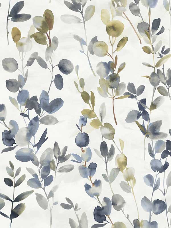 Joyful Eucalyptus wallpaper in navy color - pattern number OS4314 - by Candice Olson in the Modern Nature Second Edition collection