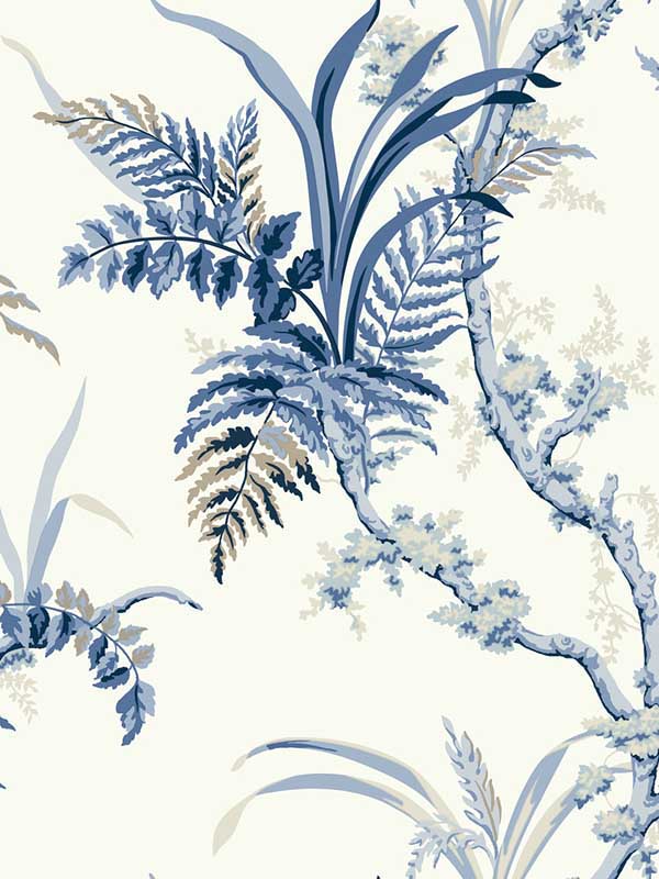 Enchanted Fern fabric in blue color - pattern number GR5994 - by York in the Grandmillennial collection
