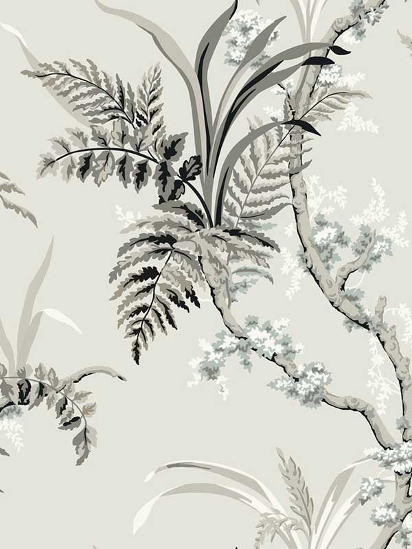 Enchanted Fern fabric in grey and beige color - pattern number GR5995 - by York in the Grandmillennial collection