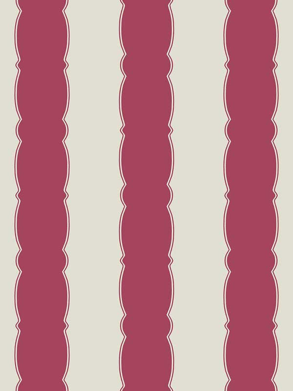 Scalloped Stripe wallpaper in red color - pattern number GR6011 - by York in the Grandmillennial collection