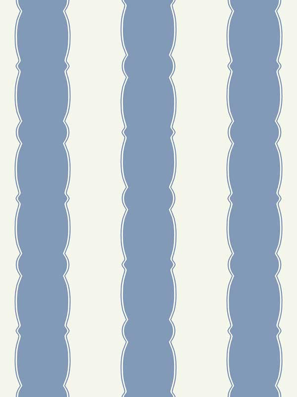 Scalloped Stripe wallpaper in blue color - pattern number GR6012 - by York in the Grandmillennial collection
