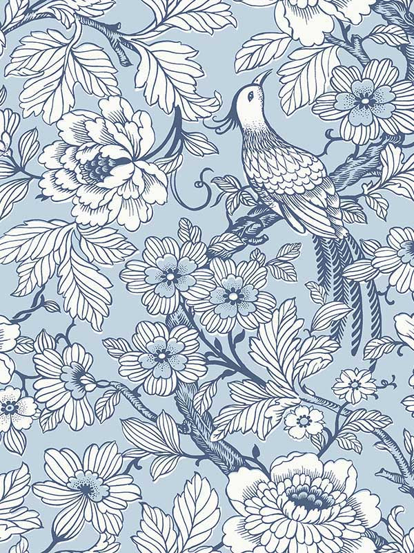 Beaufort Peony Chinoiserie fabric in light blue color - pattern number 2927-80402 - by A Street Prints in the Newport collection