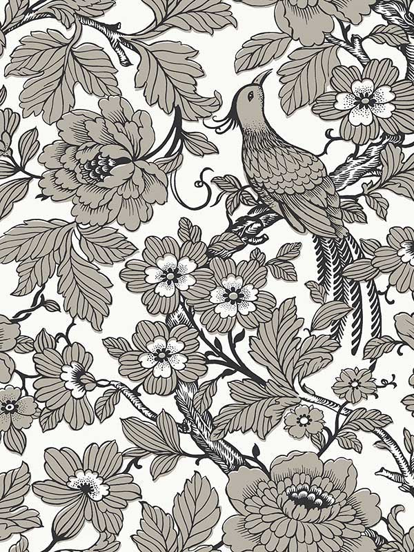 Beaufort Peony Chinoiserie fabric in black color - pattern number 2927-80410 - by A Street Prints in the Newport collection