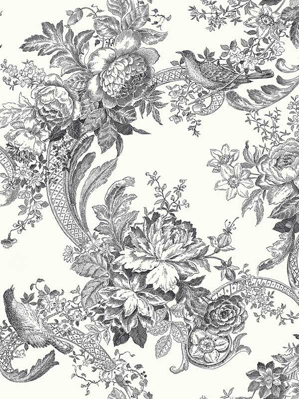 Carmel Baroque Florals wallpaper in black color - pattern number 2927-81600 - by A Street Prints in the Newport collection