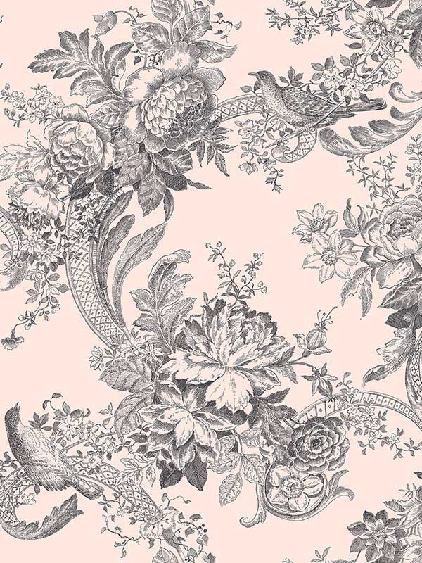 Carmel Baroque Florals wallpaper in blush color - pattern number 2927-81601 - by A Street Prints in the Newport collection