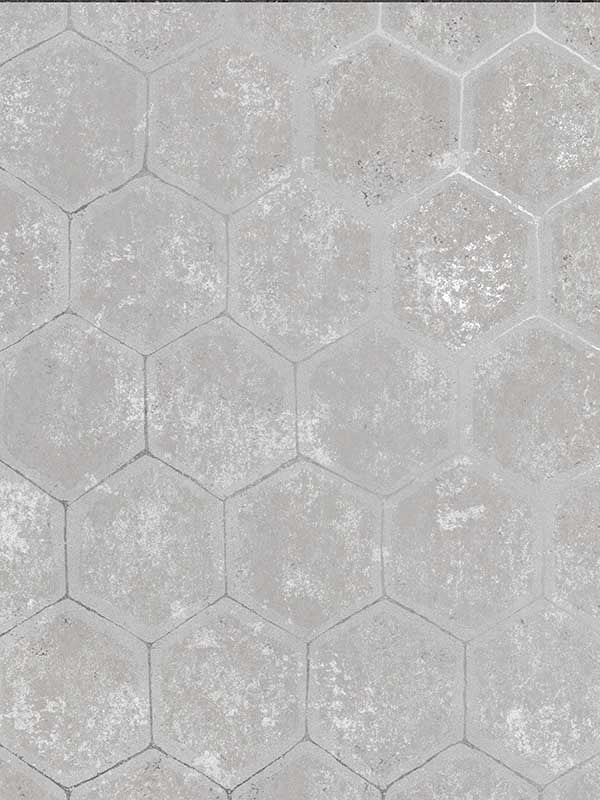 Starling Honeycomb fabric in grey color - pattern number 2927-00401 - by Brewster in the Polished collection