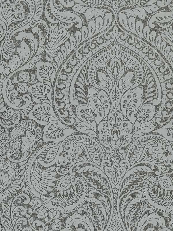 Artemis Floral Damask wallpaper in pewter color - pattern number 4019-86446 - by A Street Prints in the Lustre A Metallic Collection collection