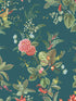 Floris Woodland Floral fabric in teal color - pattern number 300116 - by Eijffinger in the Pip Studio Amsterdam 5 collection