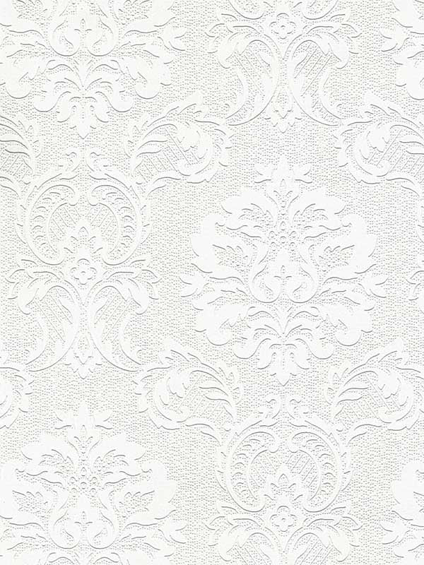 Plouf Damask Paintable fabric in white color - pattern number 4000-32808 - by Brewster in the Paintworks collection