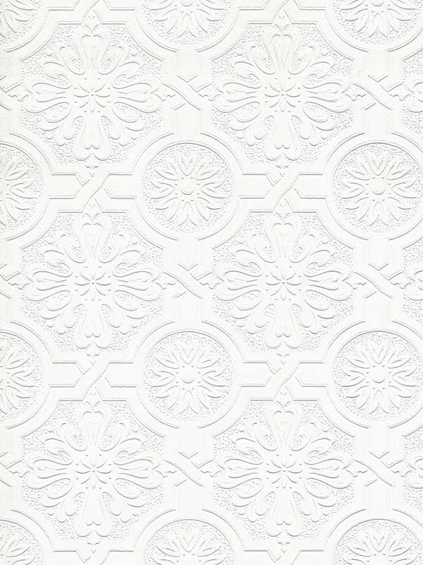 Victorian Tin Ceiling Paintable fabric in white color - pattern number 4000-32817 - by Brewster in the Paintworks collection