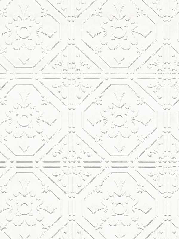 Brooklyn Tin Paintable fabric in white color - pattern number 4000-93996 - by Brewster in the Paintworks collection