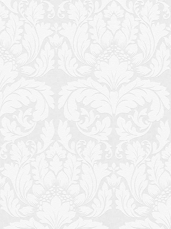 Jan Damask Paintable wallpaper in white color - pattern number 4000-951351 - by Brewster in the Paintworks collection