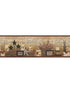 Caring Candles Country Border fabric in red color - pattern number 3123-2281 - by Chesapeake in the Homestead collection