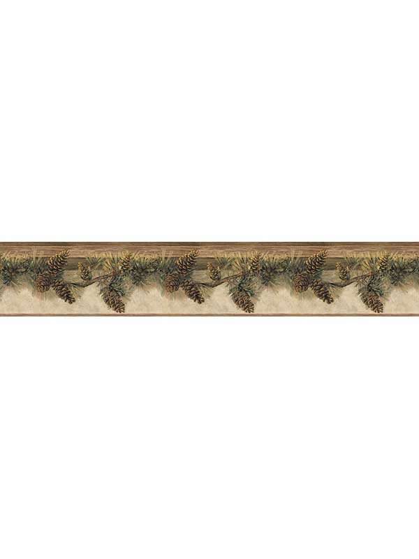 Pine Hill Chestnut Branches border in chestnut color - pattern number 3123-01632 - by Chesapeake in the Homestead collection