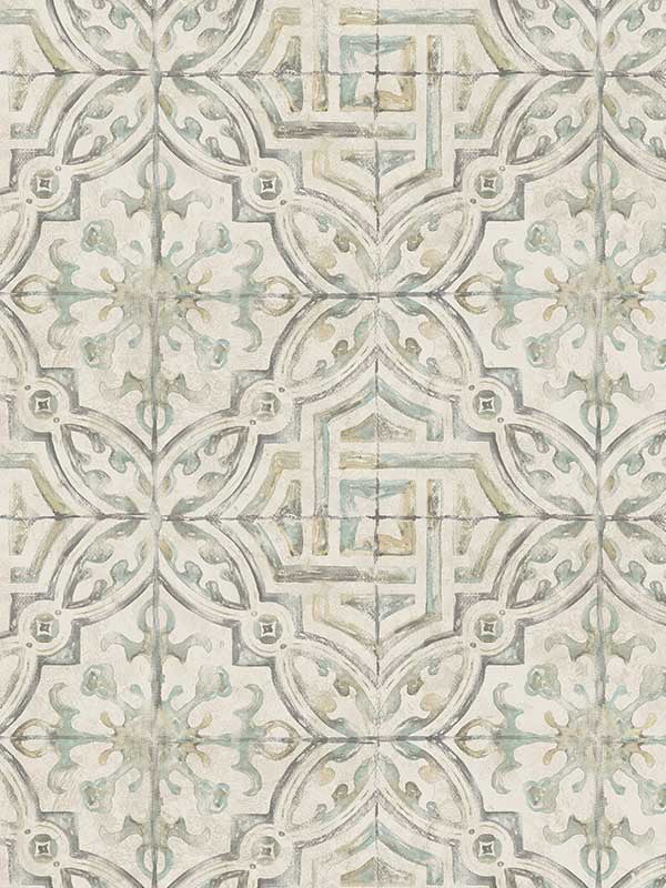 Sonoma Spanish Tile fabric in grey color - pattern number 3123-12335 - by Chesapeake in the Homestead collection