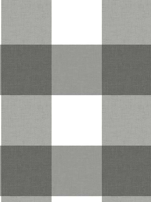 Amos Gingham wallpaper in charcoal color - pattern number 3123-12532 - by Chesapeake in the Homestead collection